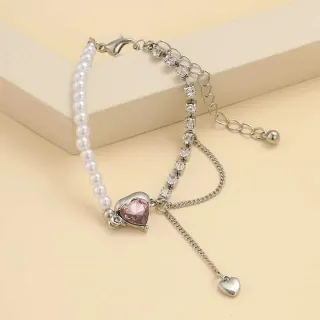 Luxury Designer Pink Heart Pendant Bracelet